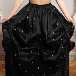 Vintage black/gold silk Indian skirt and dupatta (set)